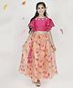 AJ Dezines Girls Sleeveless Crop Choli & Lehenga Set - Pink