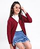 Pine Kids Full Sleeves Moderate Winter Front Open Shrug - Maroon