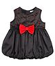 Shoppertree Sleeveless Tiny Pom Pom Detail & Bow Applique Gathered Dress - Black