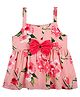 Shoppertree Sleeveless Floral Printed & Bow Applique Dress - Peach