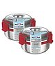 Nayasa Round Aqua Lock Stainless Steel Containers Red Pack of 2 - 300 ml