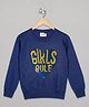The Sandbox Clothing Co Full Sleeves Girls Rule Sequins Embellished Sweatshirt - Navy Blue