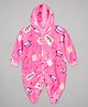 The Sandbox Clothing Co Full Sleeves Printed Velvet Footed Romper With Hood - Pink