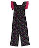 Young Birds Short Schiffli Sleeves All Over Seamless Forest Printed Jumpsuit - Navy Blue & Multi Color