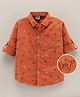 Rikidoos Full Sleeves Aeroplanes Printed Shirt - Orange