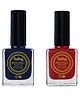 Saba Breathable Nail Paint 12 Ml Each Pack of 2 Russian Blue  & Rouge Red
