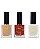 Saba Breathable Nail Paint 12 ml each Pack of 3 PEACH PLAY ROUGE RED & TITANIUM GREY