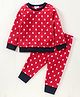 CrayonFlakes Full Sleeves Polka Dots Printed Polar Fleece Sweatshirt & Jogger Set - Red
