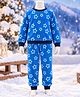 CrayonFlakes Full Sleeves Stars Printed Polar Fleece Sweatshirt & Jogger Set - Blue