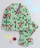 Knitting Doodles Pure Cotton Full Sleeves Monkey Printed Night Suit - Green