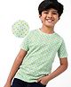 Earthy Touch Cotton Knit Half Sleeves Chevron T-Shirt - Blue