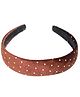 Tia Hair Accessories Polka Dotted Velvet Hair Band - Brown