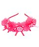 Tia Hair Accessories Triple Ribbon Rose Detailing Soft Fur Hair Band - Pink