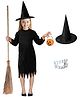 Sarvda California Horror Halloween Theme Cosplay Devil Witch Three Fourth Sleeves Costume Set - Black