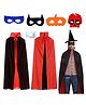 Sarvda Halloween And Vampire Costume Theme Cape Sleeves Reversible Vampire Robe With Felt Mask Scary Teeth And Hat - Black