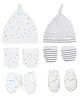 Mush Ultra Soft 100 % Bamboo Unisex Mittens, Socks & Caps Combo Set for New Born Baby/Kids (Pack of 6, Starry night & Daylight, 0-3 Months)