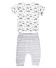 Mush Ultra Soft 100 % Bamboo Unisex Tees & Pants Combo Set for New Born Baby & Kids Marine Life Pack of 2 - White & Grey