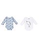 Mush Ultra Soft 100 % Bamboo Unisex Bodysuit Combo Set For New Born Baby & Kids Stary Night & Daylight Pack of 2 - White & Blue