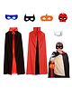 Sarvda Halloween And Vampire Costume Theme Cape Sleeves Reversible Vampire Robe With Felt Mask Scary Teeth And Pumpkin Basket - Black