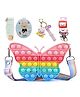 FunBlast Butterfly Pop It Sling Bag With Keychain - Multicolor