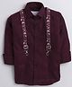 Polka Tots Full Sleeves Solid Shirt With Printed Suspender - Maroon