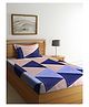 Arrabbi Single Bed Cotton Bedsheet and Pillow Cover - Blue & Peach 