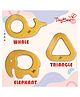 TinyBee Elephant Whale & Triangular Wooden Teethers Pack of  3- Brown