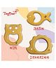 TinyBee Owl Hedgehog & Nemo Fish Wooden Teethers Pack of 3 - Brown