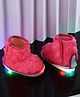 Chiu Fur Embellished Musical LED Booties - Dark Pink