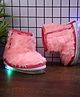 Chiu Fur Embellished Musical LED Booties - Light Pink
