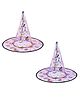 Sarvda Pack Of 2 Jack O Lantern Pumpkin Foil Printed Veil Halloween Costume Witch Hats - Multi Color