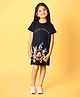 Nap Chief Mickey & Friends Featuring Half Sleeves Mickey & Minnie With Goofy Printed Pure Cotton Dress - Navy Blue