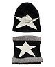 MOMISY Kids Winter Cap With Neck Warmer Big Star design Black - Diameter 38 Cm-  Diameter 38 Cm