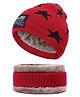 MOMISY Kids Winter Cap With Neck Warmer Star design Red - Diameter 36 cm-  Diameter 36 Cm