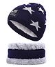 MOMISY Kids Winter Cap With Neck Warmer Star design Blue - Diameter 36 cm-  Diameter 36 Cm
