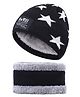 MOMISY Kids Winter Cap With Neck Warmer Star design Black - Diameter 36 cm-  Diameter 36 Cm