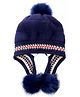 MOMISY Winter Pom Pom Earflap Cap  - Blue-  Diameter- 44 cm