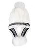 MOMISY Girl's Winter Pom-Pom Earflap Cap (White)- Diameter 28 cm-  Diameter- 44 cm
