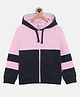 3PIN Full Sleeves Colorblocked Hooded Sweatshirt - Pink
