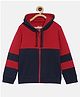 3PIN Full Sleeves Colorblocked Hooded Sweatshirt - Red
