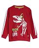 3PIN Full Sleeves Glow In The Dark Dinosaur Printed Sweatshirt - Red
