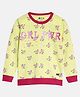 3PIN Full Sleeves Botanical Floral & Girl Power Glitter Printed Sweatshirt - Yellow