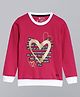 3PIN Full Sleeves Heart Glitter Print Sweatshirt - Pink
