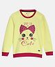 3PIN Full Sleeves Why So Cute Text With Cat Placement Printed Sweatshirt - Yellow
