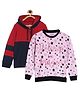 3PIN Pack Of 2 Full Sleeves Color Block & Stars Printed Sweatshirts - Red & Pink