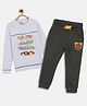 3PIN Full Sleeves Racer Car Placement Printed Sweatshirt & Joggers - Grey