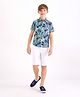 Primo Gino 100% Cotton Half Sleeves Abstract Printed Shirt - Navy Blue
