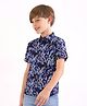 Primo Gino 100% Cotton Half Sleeves Abstract Printed Shirt - Blue