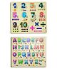 Enorme Big Wooden ABCD and Numbers Puzzle with Knobs Educational and Learning Game For Kids Multicolour - 36 Pieces