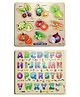 Enorme Big Wooden ABCD and Vegetables Puzzle with Knobs Educational and Learning Game For Kids Multicolour - 35 Pieces